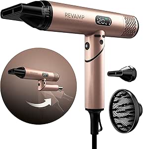 REVAMP Dynamic Radiance X Ionic Portable Hair Dryer – Brushless Motor, Fast Drying, 3 Magnetic Attachments