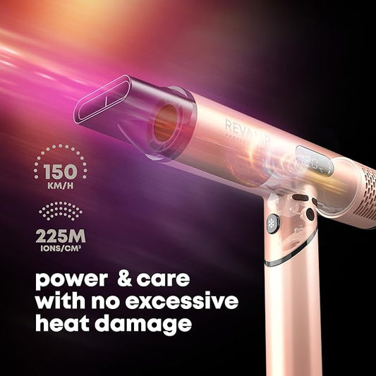 REVAMP Dynamic Radiance X Ionic Portable Hair Dryer – Brushless Motor, Fast Drying, 3 Magnetic Attachments