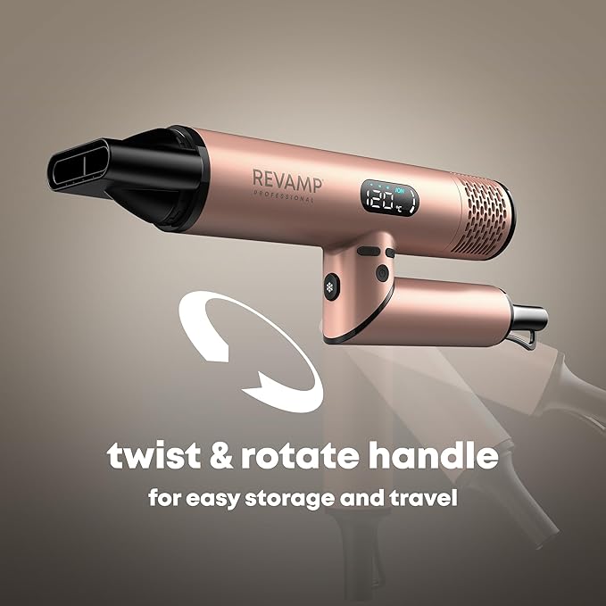 REVAMP Dynamic Radiance X Ionic Portable Hair Dryer – Brushless Motor, Fast Drying, 3 Magnetic Attachments